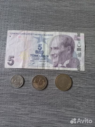 Набор монет и банкнота Турции