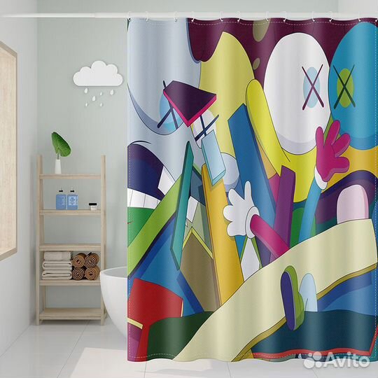 Kaws bearbrick Supreme штора для ванной 180x200