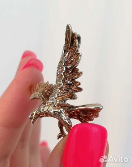 Подвеска кулон Орёл Серебро 925 проба Золочение