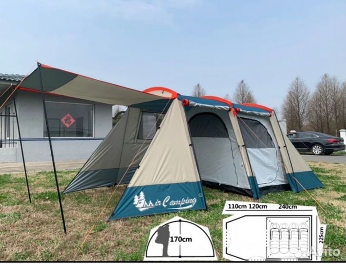 Палатка четырехместная с высоким тамбуром