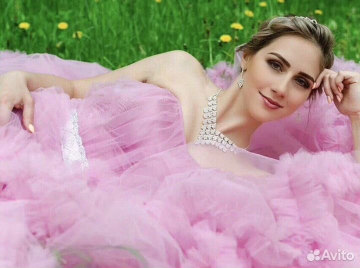 Платье облако женское розовое