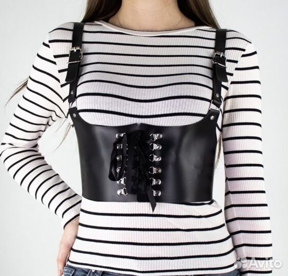 Портупея кожаная-корсетный пояс на шнуровке 44-48