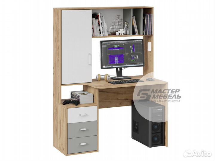 Стол компьютерный с ящиками и полками Юниор