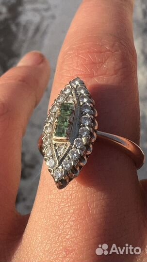 Золотое кольцо с бриллиантами СССР 585 проба