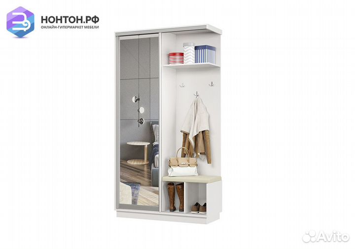 Прихожая-купе Регул мини с сиденьем белая