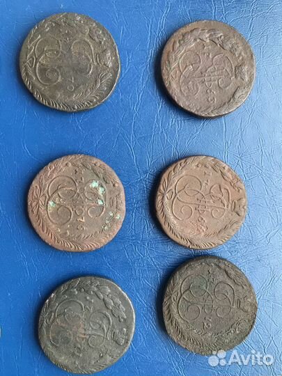 Монеты 5 копеек Екатерины 2 по 500 руб