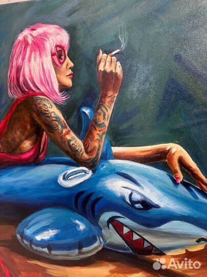 Интерьерная картина «Девушка на хищнике»