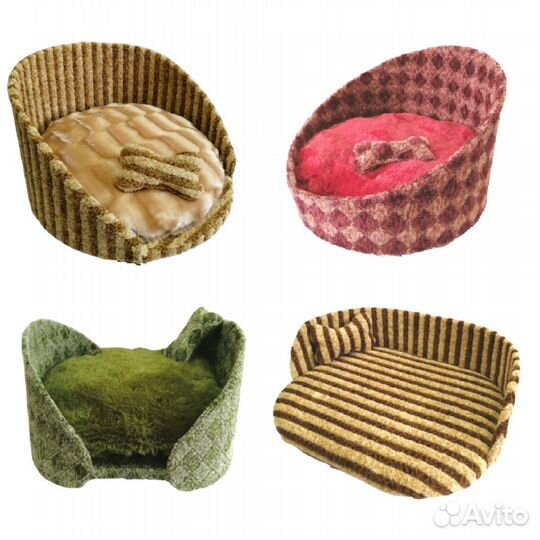 Домики для собак, дизайнерские лежанки и лесенки