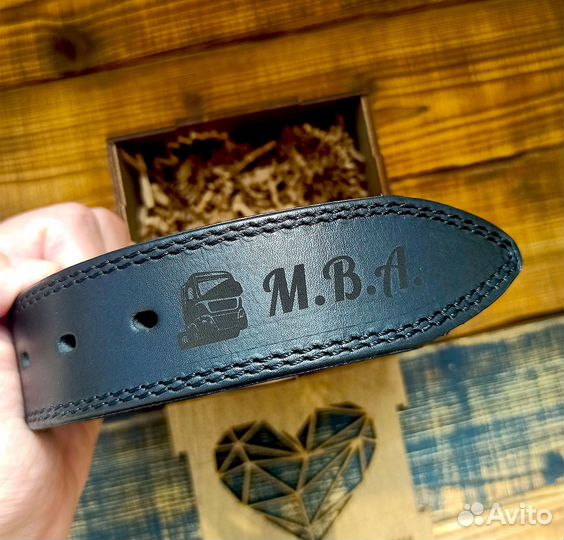 Ремень с гравировкой. Натуральная кожа