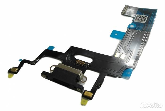 Шлейф iPhone Xr + разъем зарядки + микрофон (черны