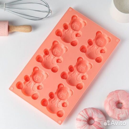 Силиконовая форма для выпечки Доляна «Мишка», 28,5