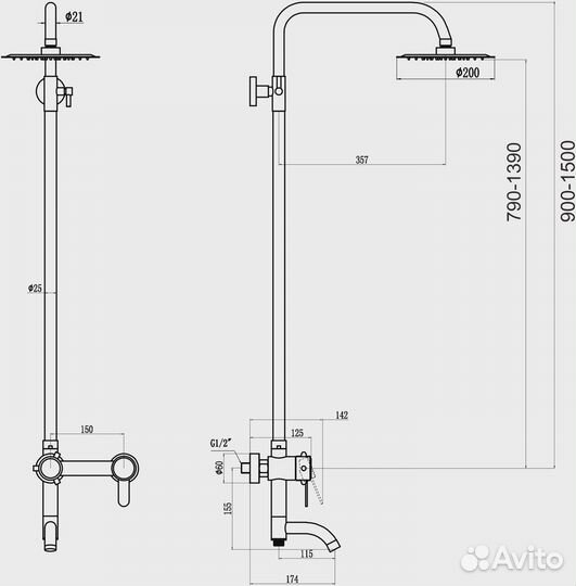 Душевая стойка Fmark (FS8345H)