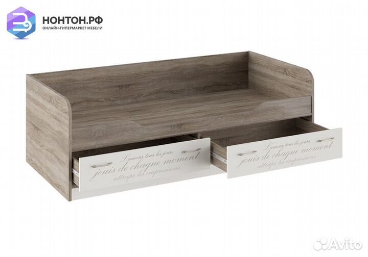 Кровать с 2 ящиками Брауни фон бежевый с рисунком