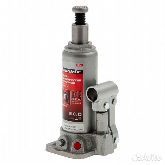 Домкрат Matrix бутылочный, 4 т, 194-372 мм, кейс