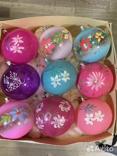 Набор елочных игрушек СССР шары 10 см.(361)