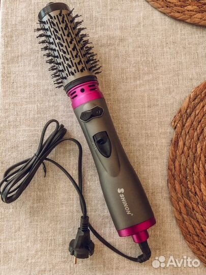 Фен-щетка для волос Shinon SH-8135, черный/розовый