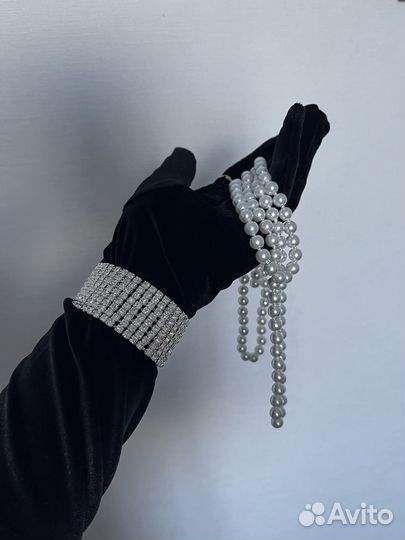 Перчатки удлиненные бархатные