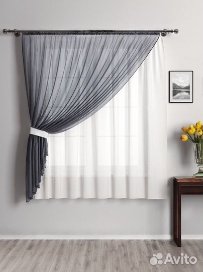 Шторы для кухни короткие новые