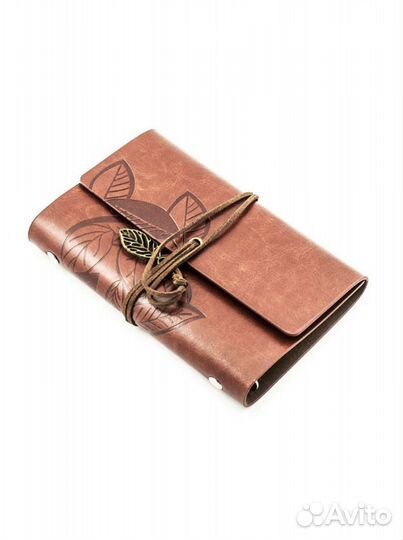 Блокнот эко кожа листья женский