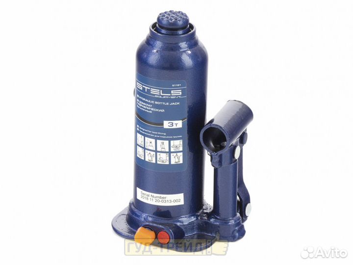 Домкрат бутылочный 3 т (188-363 мм) Stels 51161