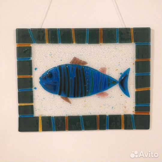 Картина рыба витраж стекло авторская работа