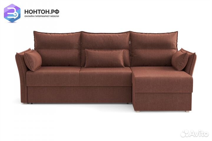 Диван угловой еврокнижка Бруклин коричневый