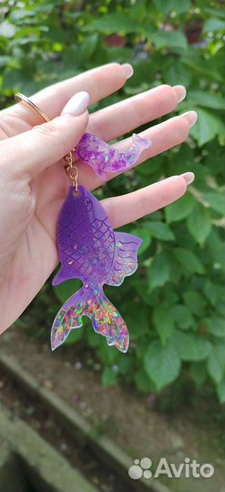 Брелок из эпоксидной смолы Рыбка Русалка Кит