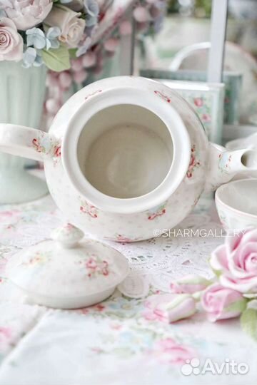 Чайник заварочный 1л. Дания, фарфор GreenGate б/у