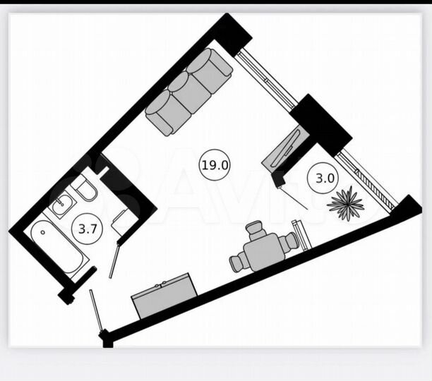 Апартаменты-студия, 22,5 м², 9/10 эт.