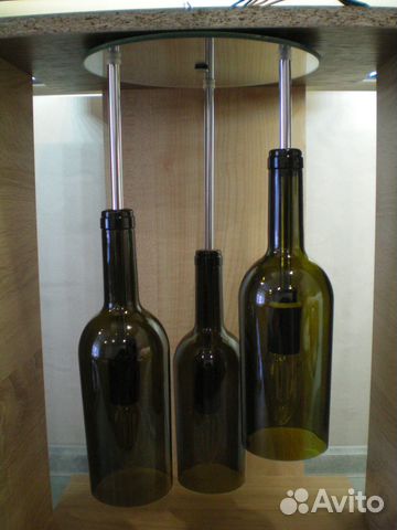 Люстра. Бутылки, зеркало. Ручная работа