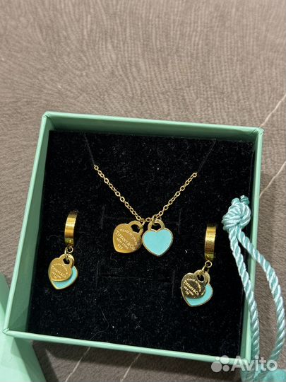 Tiffany кулон подвеска и серьги комплет