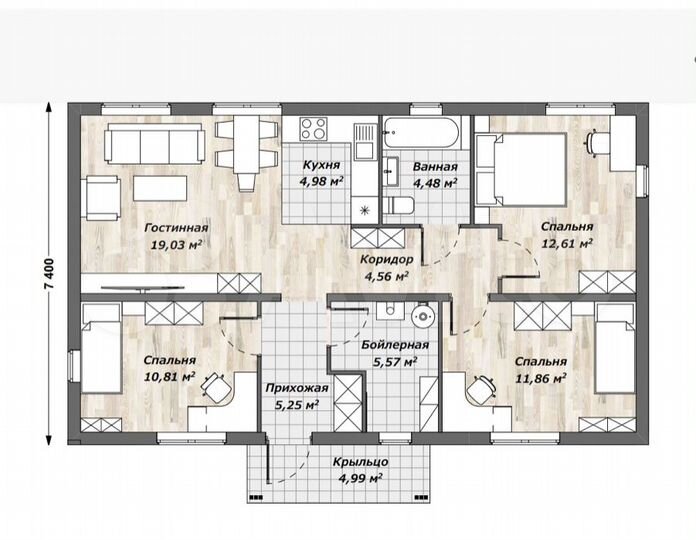 Дом 84 м² на участке 7,5 сот.