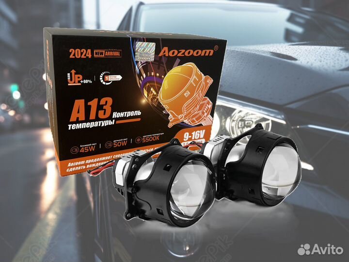 Bi LED линзы Aozoom A13 на Toyota Prius