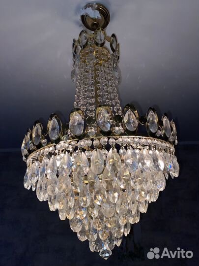 Хрустальная люстра СССР винтажная