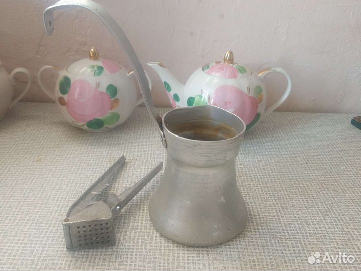 Турка для кофе СССР алюминиевая, пресс для чеснока