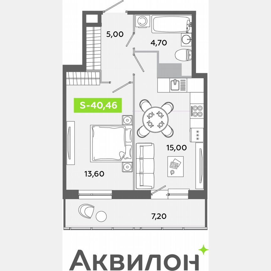 1-к. квартира, 40,5 м², 8/12 эт.
