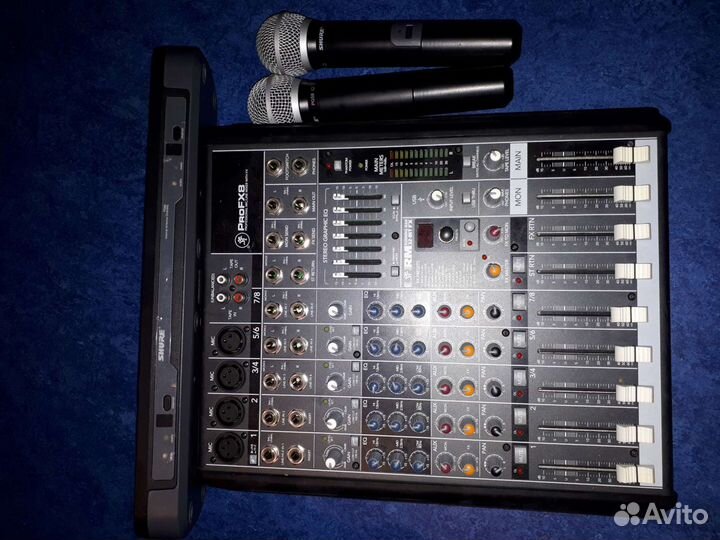 Колонки mackie srm450 v2, микшер, микрофоны