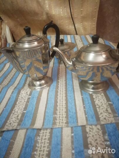 Чайно-кофейный сервиз. Посеребрение ссср. Новы