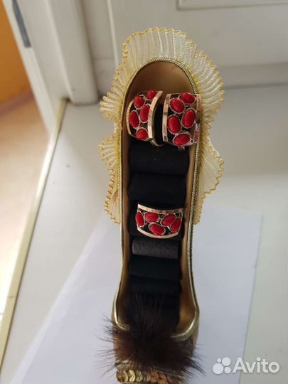 Набор серебро с элементами золота