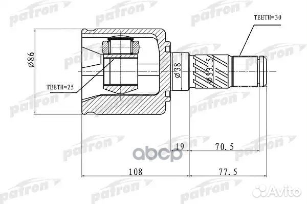 ШРУС внутренний правый 30x38x25 KIA sorento 02