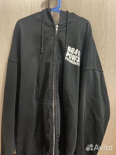 Vetements brain power зип худи на руках