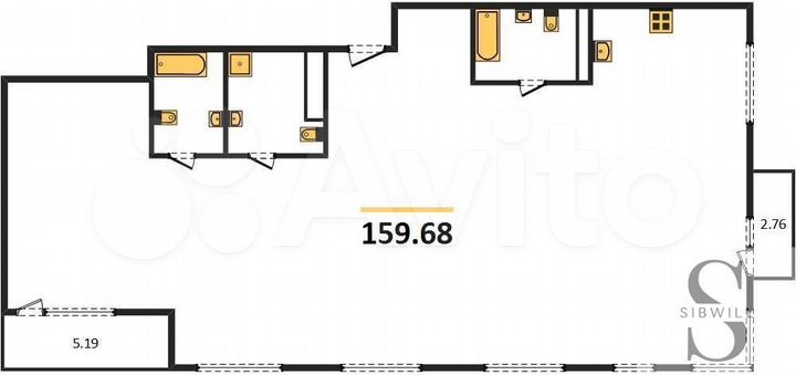 4-к. квартира, 159,7 м², 3/11 эт.