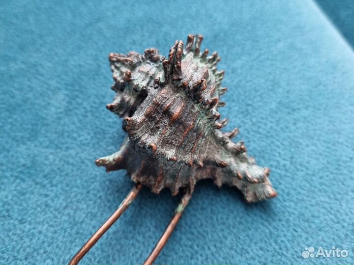 Шпилька заколка Медь Ракушка ручная работа