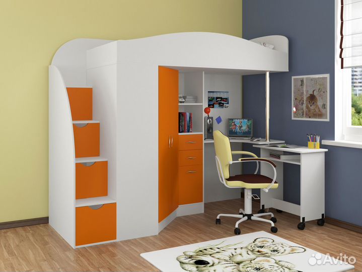 Кровать чердак со столом