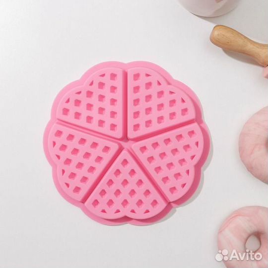 Форма силиконовая для выпечки Доляна «Вафля. Сердц