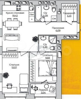 2-к. квартира, 62,7 м², 2/10 эт.