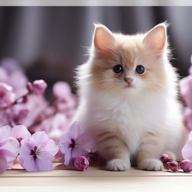 Шотландский вислоухий длинношёрстный котёнок