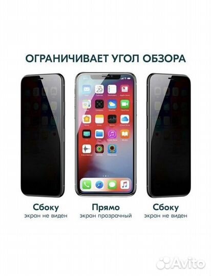 Защитное стекло Антишпион на iPhone 11/XR