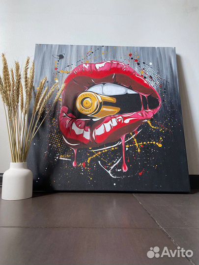 Картина губы в стиле поп-арт