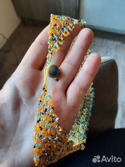 Колье косынка на шею из бисера